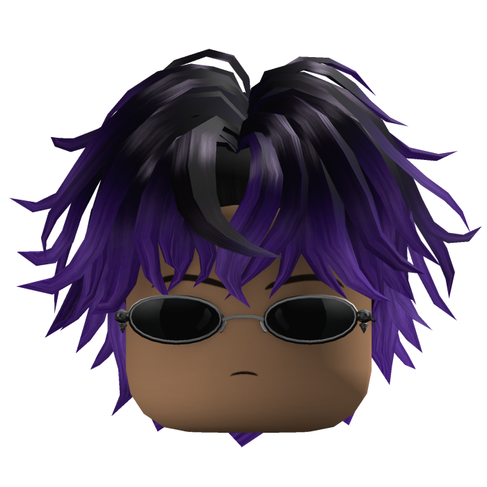 Messy Wavy Hair w/ Sunglasses (Black/Purple)