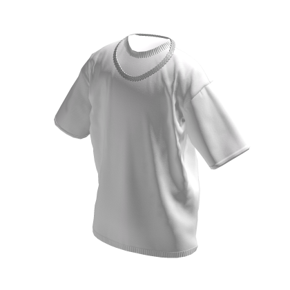White T-Shirt w/ Silver Iced Out Cuban Chain thumbnail