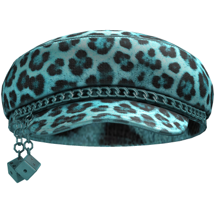 Trendy Chain Cheetah Print Beret (Sky Blue) Roblox item