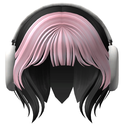 Short Two-Toned Wolfcut with Y2K White Headphones Roblox item