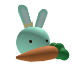 Adorable blue blob bunny w/ carrot & bow