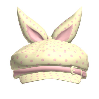 cute pastel yellow orange polka dot bunny beret Roblox item