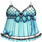 Gyaru Polkadot Ruffle Bow Ribbon Dress Blue Black