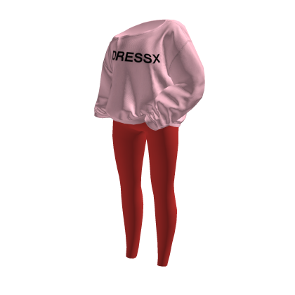 Pink sweater with red leggings thumbnail