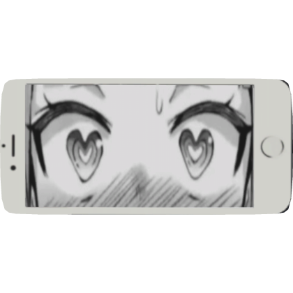 Cute anime girl eyes cellphone