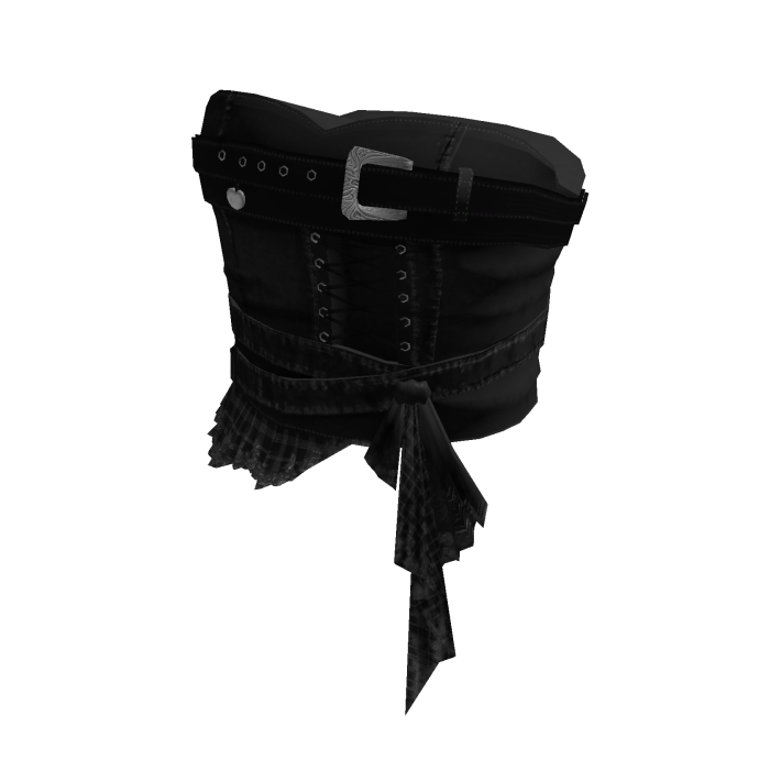 Goth Lace Up Skirt w/ Belt & Sash (Black)