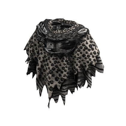 Black White Leopard Tattered Poncho