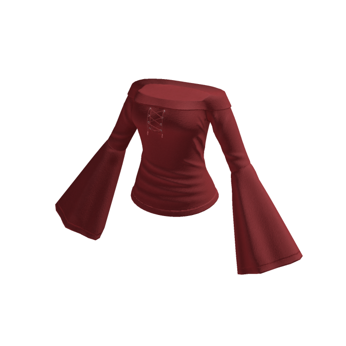 Off-Shoulder Top with Bell Sleeves (Red)
