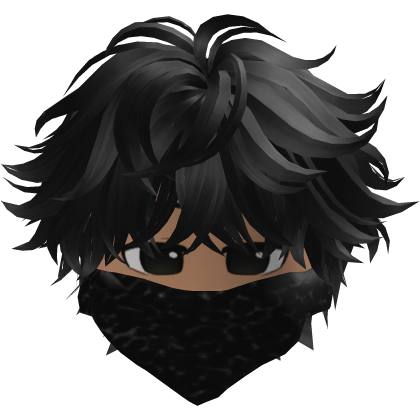 Anime Cute Hair with Y2K Mask (Black)