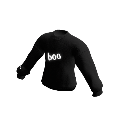 Y2K Emissive boo Halloween Black Sweater