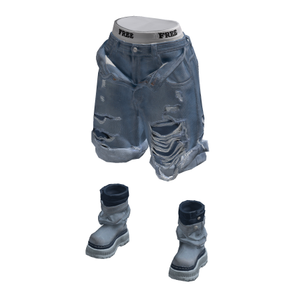 Y2K Folded Jorts and Denim Boots