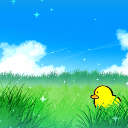 Duck Chilling on a Field Background