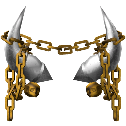 White & Gold Gothic Skull Chained Horns 