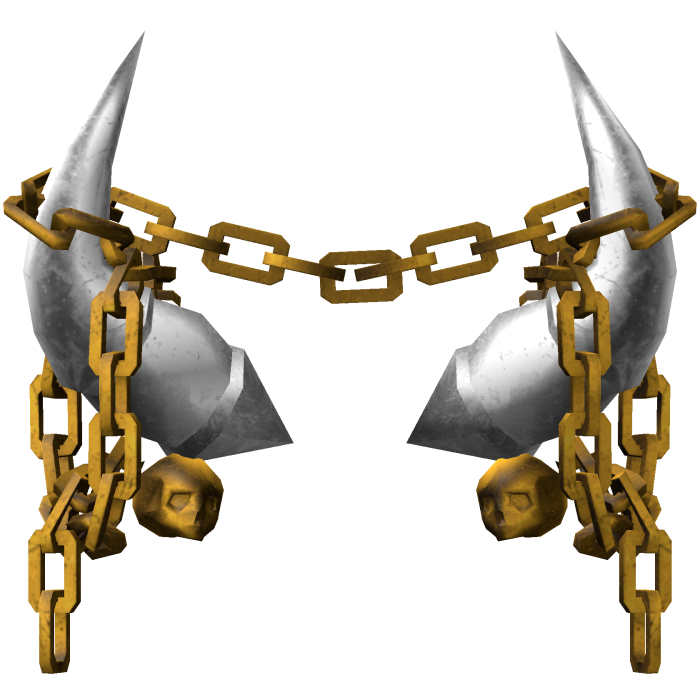 White & Gold Gothic Skull Chained Horns 