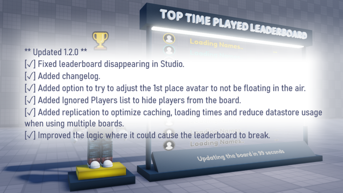 Time Played Leaderboard with Player Thumbnails preview 1