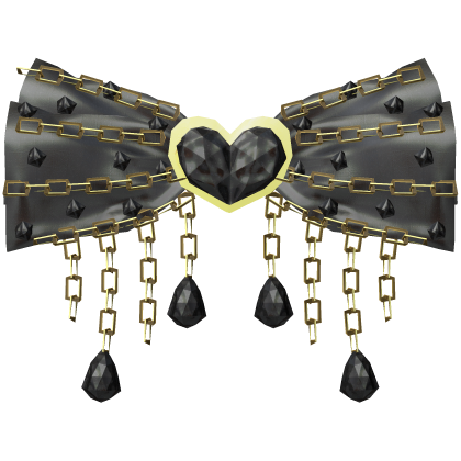 Black Double Chained Ribbon Heart Glazed Hair Bow  Roblox item