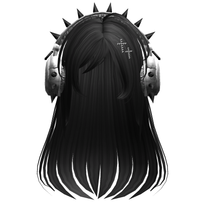 Punk Straight Hair W/ Headphones Black