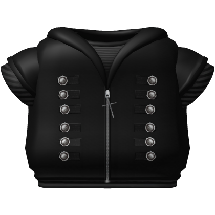gothic striped button hoodie w cross plack