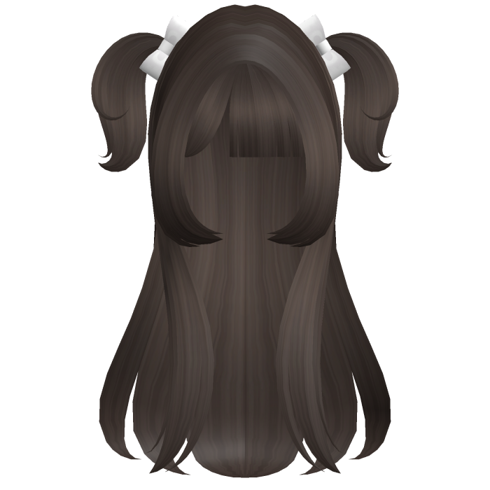 ꒰Brown Long Half-up Pigtails w/ White Bow