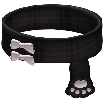 ♡ ꒰ kawaii black plaid paw scarf w bows Roblox item