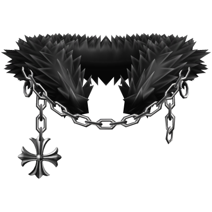 Black White Light Chain Heraldic Pendant Neck Fur