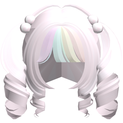 ♡ : cute short curly doll pigtails in rainbow pink Roblox item