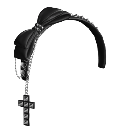 ⊹ Emo Studded Bow & Chained Headband