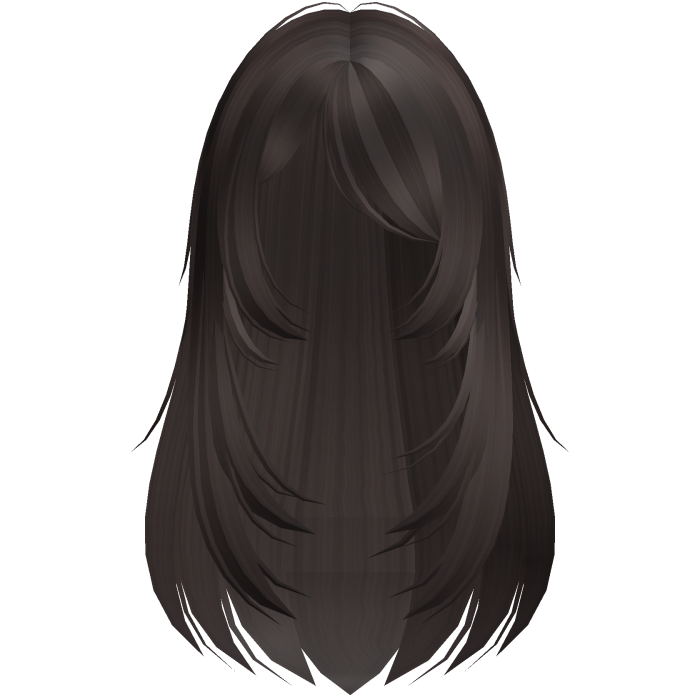 ♡꒰sweet long hair w sideswept bangs dark brown꒱