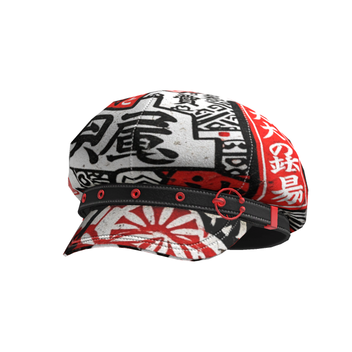 Goth Style Red and White Japanese Graffiti Hat