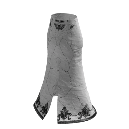 White Y2K Cracked Gothic Split Flare Pants [PBR]