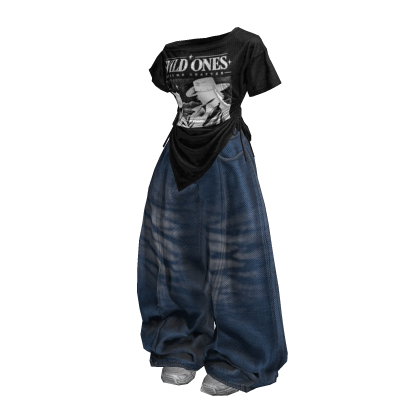Vintage Y2K Baggy Jeans Cool Girl Outfit / 01