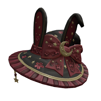 Red Floral Bunny Witch Hat Roblox item