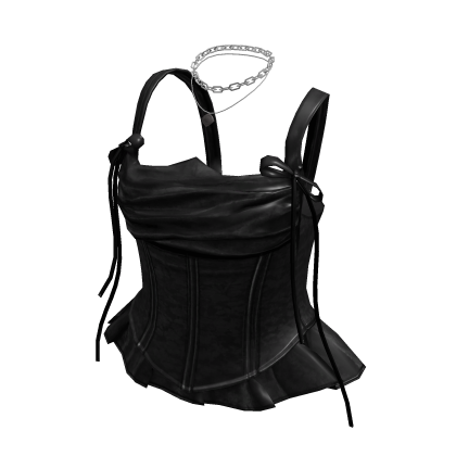 Corset Top with Draped Neckline (Black)
