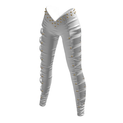 aprelle leather studded pants white