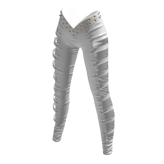 aprelle leather studded pants white