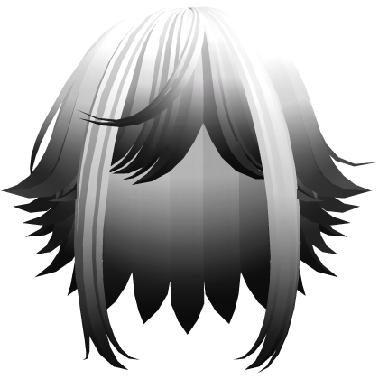 kawaii messy short hair with tufts in white black