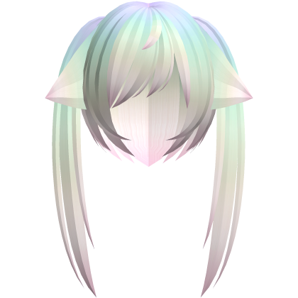 shy silly emo moe pigtails with tufts in rainbow Roblox item