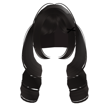 ♡꒰Cute dark brown pigtails with clips Roblox item