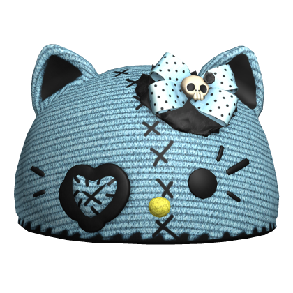 Light Blue Cute Kitty Halloween Beanie Roblox item