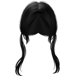 Long Black Messy Princess Pigtails w/ Side Bangs