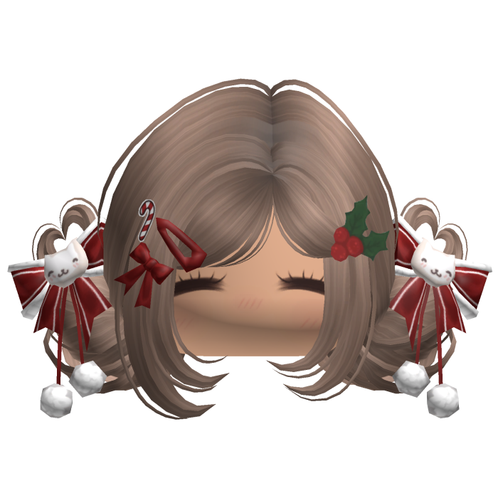 ♡ Christmas Buns w/ Bows (Brown)
