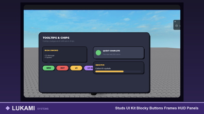 Studs UI Kit Blocky Buttons Frames HUD Panels preview 6