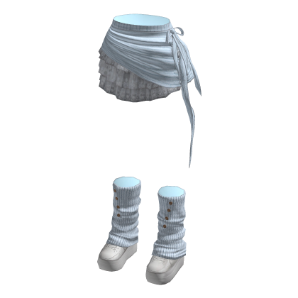 Y2K Coquette Ruffle Skirt w/ Leg Warmers (Blue)