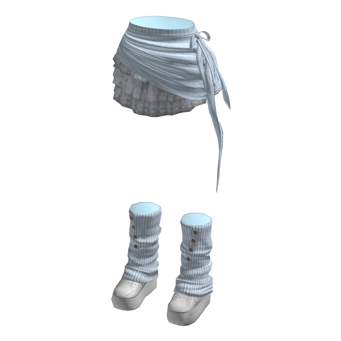 Y2K Coquette Ruffle Skirt w/ Leg Warmers (Blue)