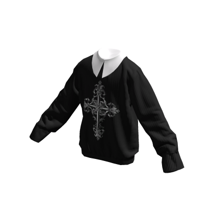 Oversized Goth Cross Sweater thumbnail