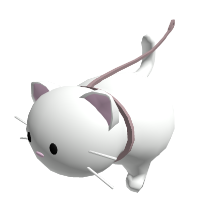 (1.0) White Fat Cat on a Leash