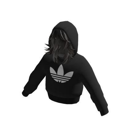 adidas Black Crophoodie With Black Hair thumbnail