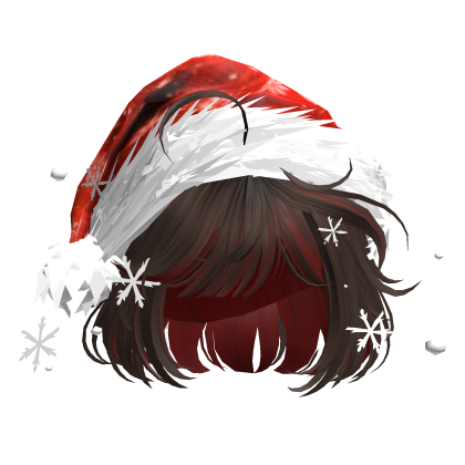Christmas Cute Hair w/Santa Hat (Brown&Red) Roblox item