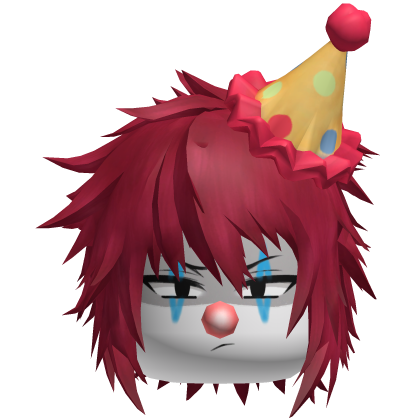 Red Spiky Clown Anime Boy Hair w/ Hat