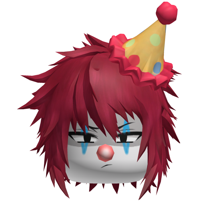 Red Spiky Clown Anime Boy Hair w/ Hat